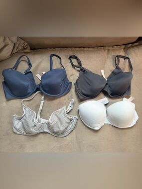 Victoria's Secret Bras Pack — Navy, Charcoal, White, Light Gray